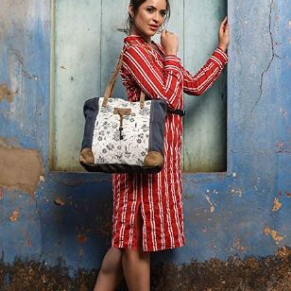 NEW Myra Bag Upcycled Canvas Tote Bag Large Purse - Picture 2 of 8